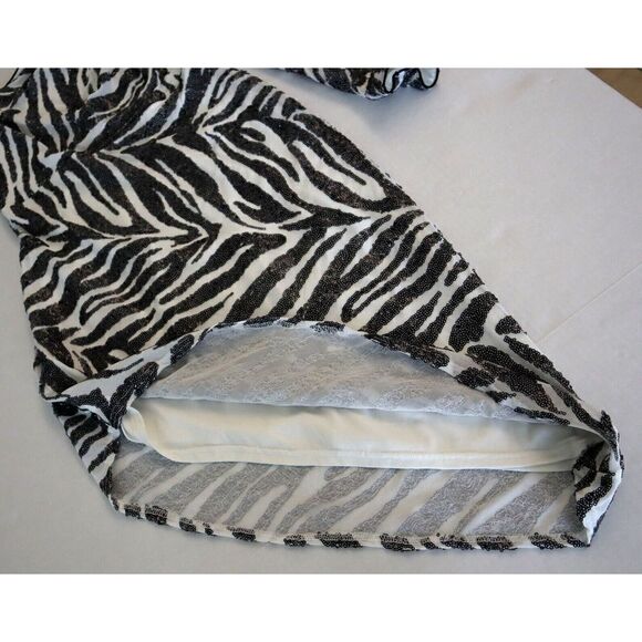 SHO by Tadashi Shoji Sz Small Zebra Print Gigi Asymmetrical Cocktail Dress - Picture 14 of 15